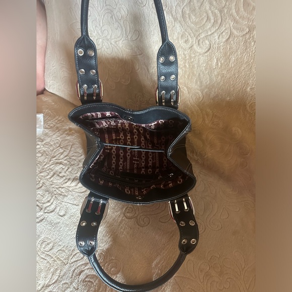 Tignanello Handbag Black Genuine Pebbled Leather Dual Handle Purse Satchel - Picture 4 of 14